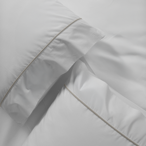 Light Grey Piped Percale Oxford Pillowcases