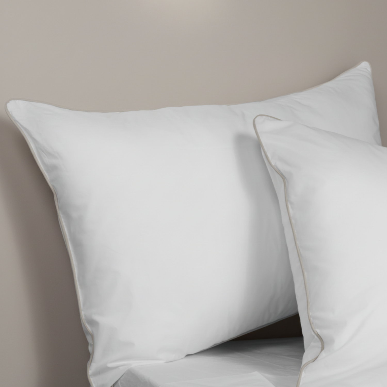 Light Grey Piped Percale Pillowcases