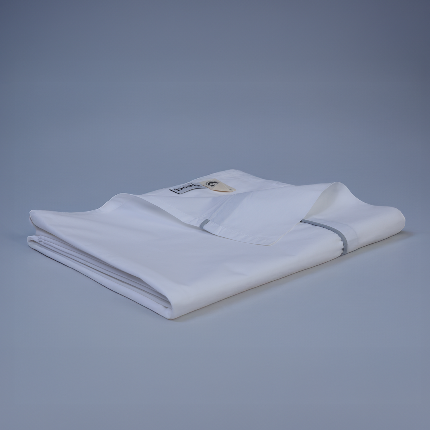 Light Blue Piped Percale Flat Sheet