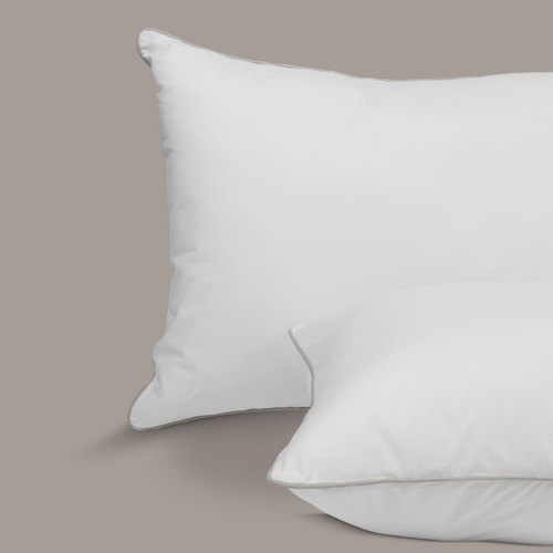 Light Grey Piped Percale Oxford Pillowcases