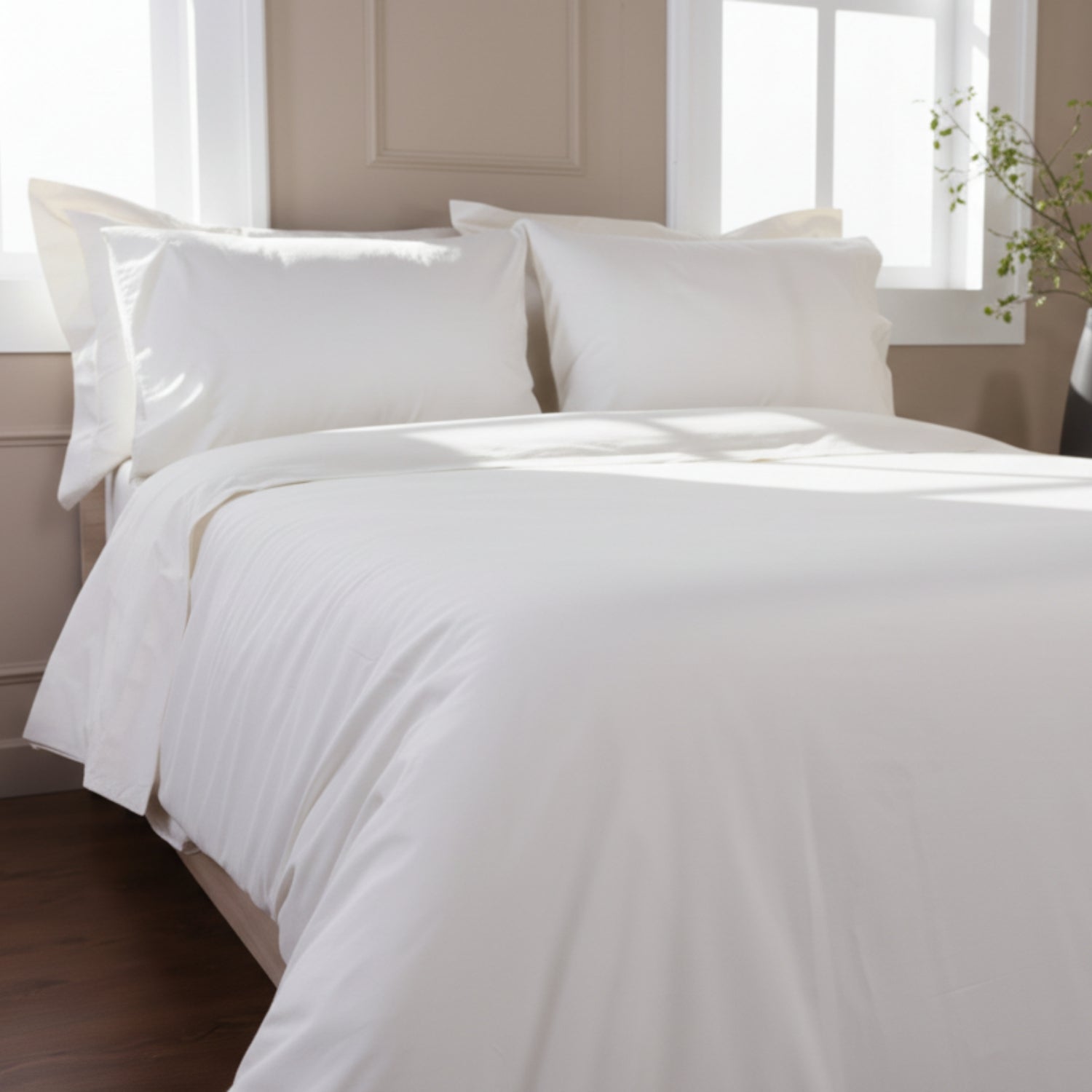 Ivory Organic Cotton Percale Duvet Cover