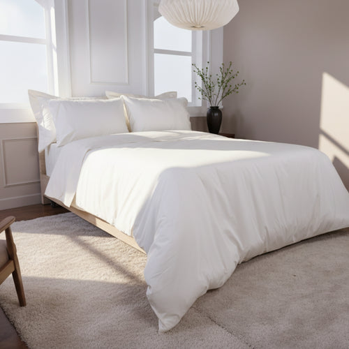 Ivory Organic Cotton Percale Fitted Sheet