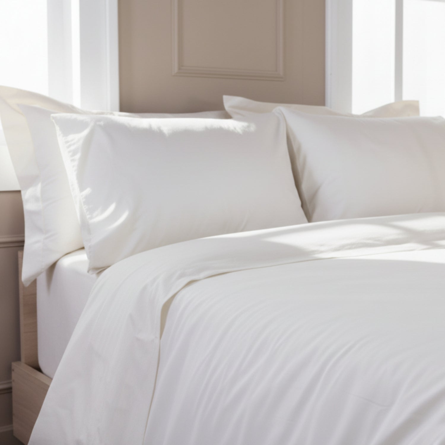 Ivory Organic Cotton Percale Oxford Pillowcases