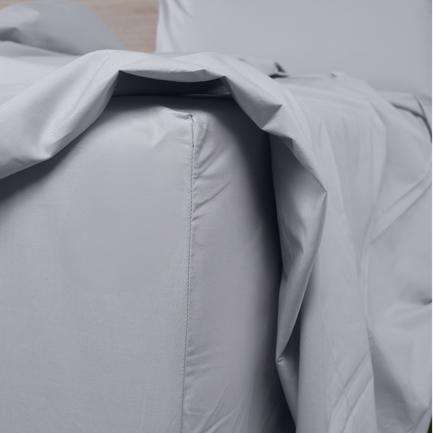 Light Grey Organic Cotton Percale Fitted Sheet