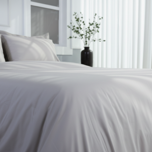 Light Grey Organic Cotton Percale Duvet Cover