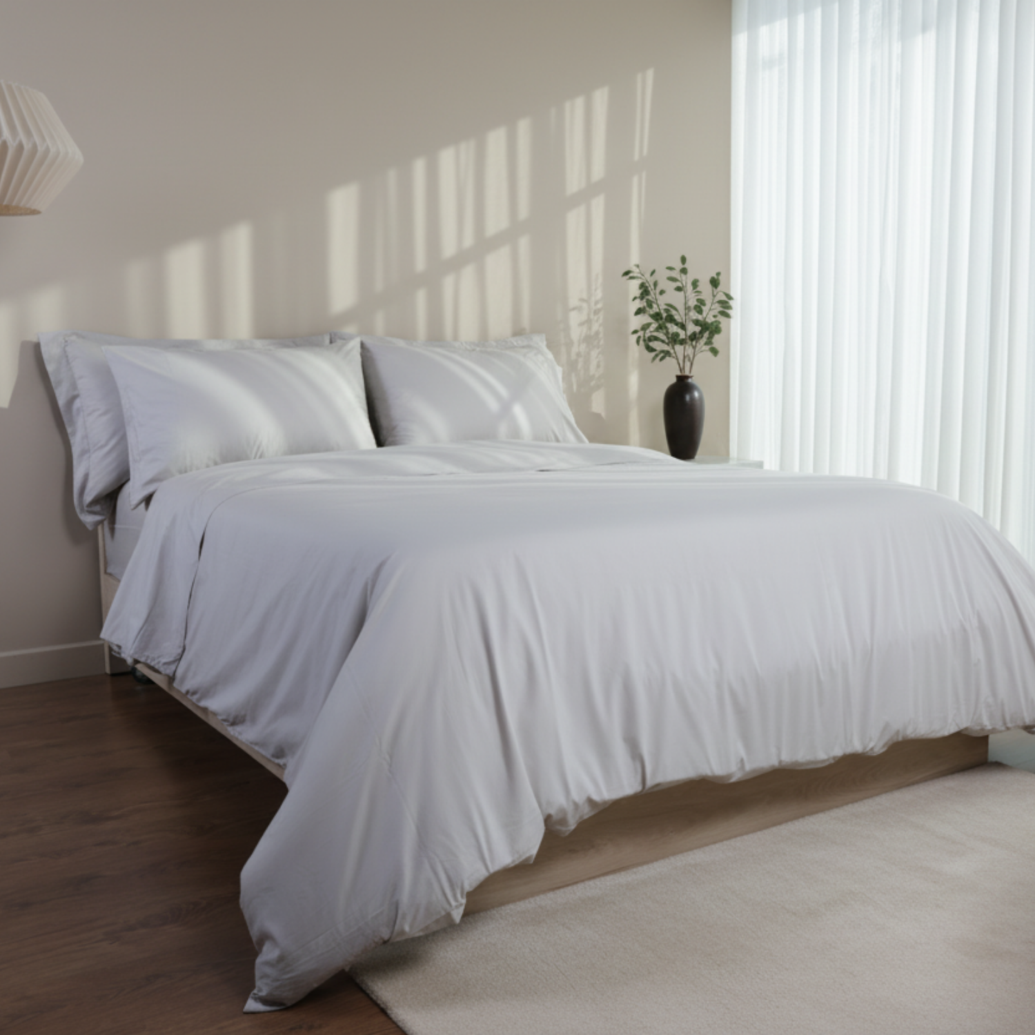 Light Grey Organic Cotton Percale Fitted Sheet