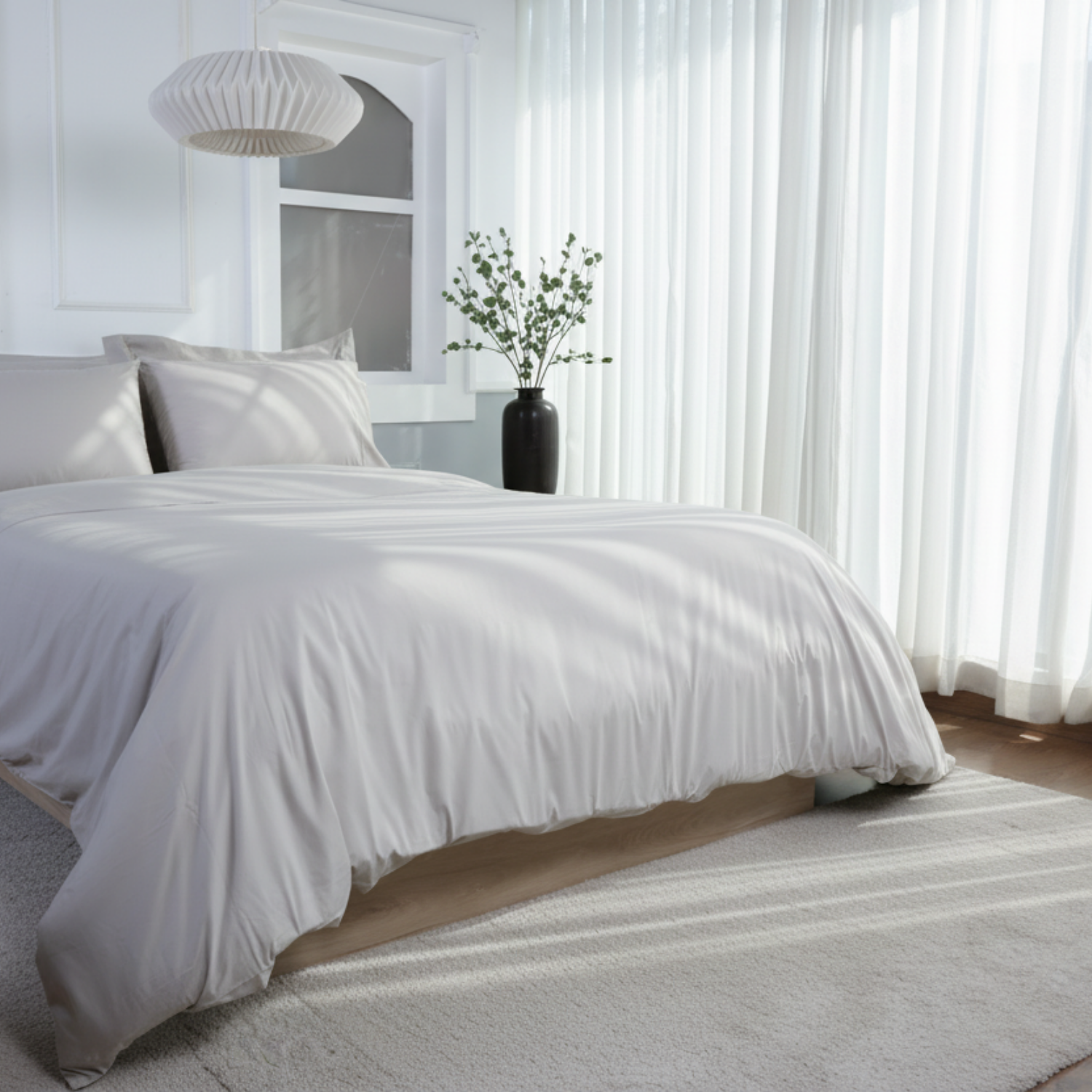 Light Grey Organic Cotton Percale Oxford Pillowcases