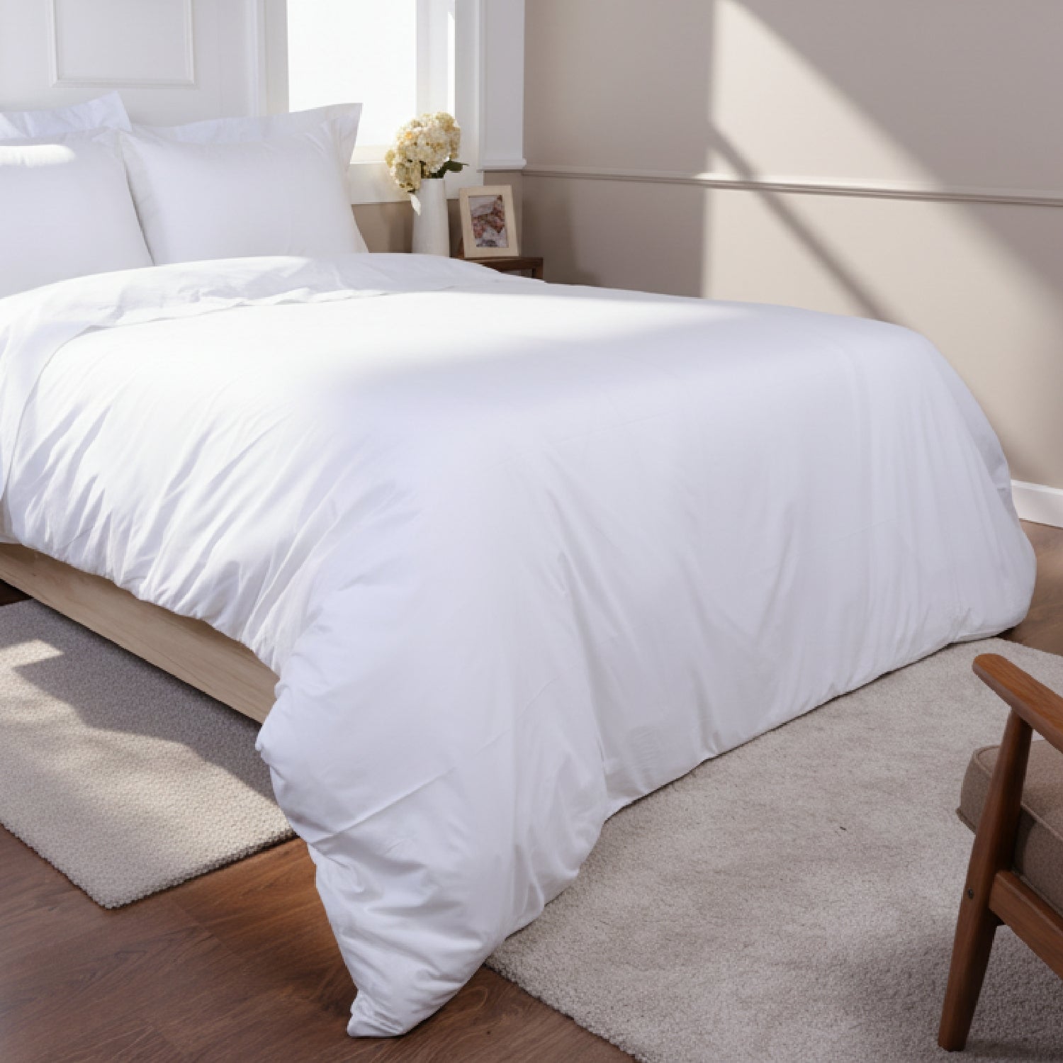 White Organic Cotton Percale Duvet Cover