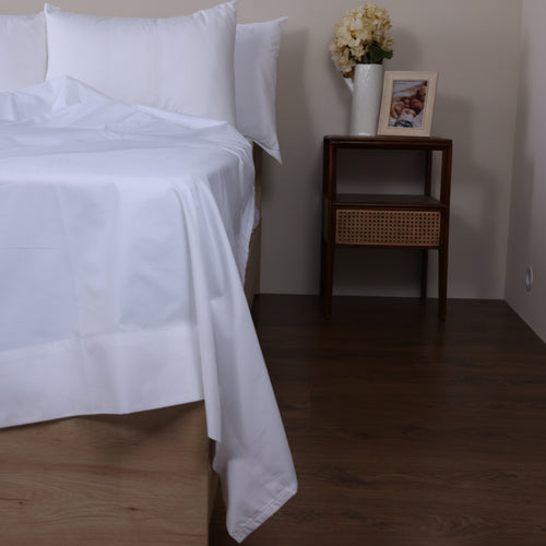 White Organic Cotton Percale Flat Sheet