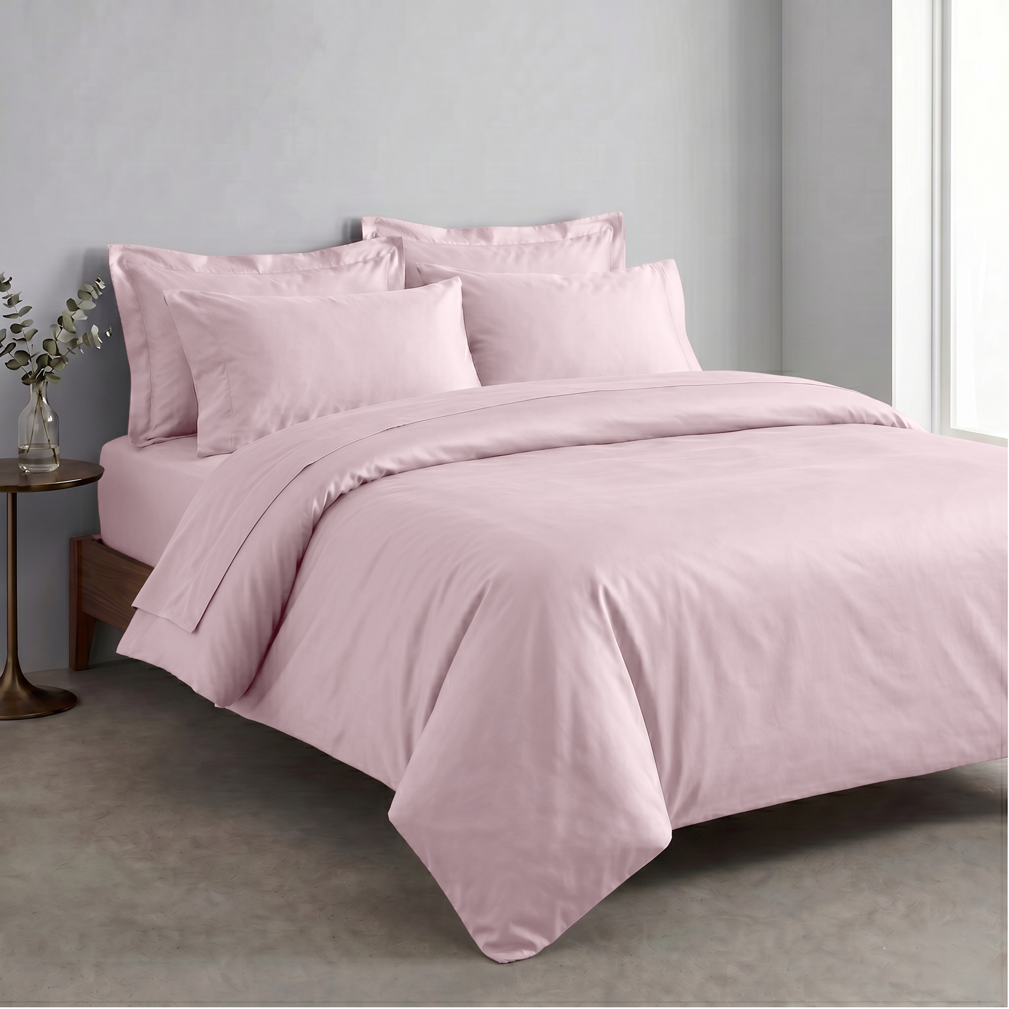 Soft Blush Luxury Cotton Sateen Oxford Pillowcases