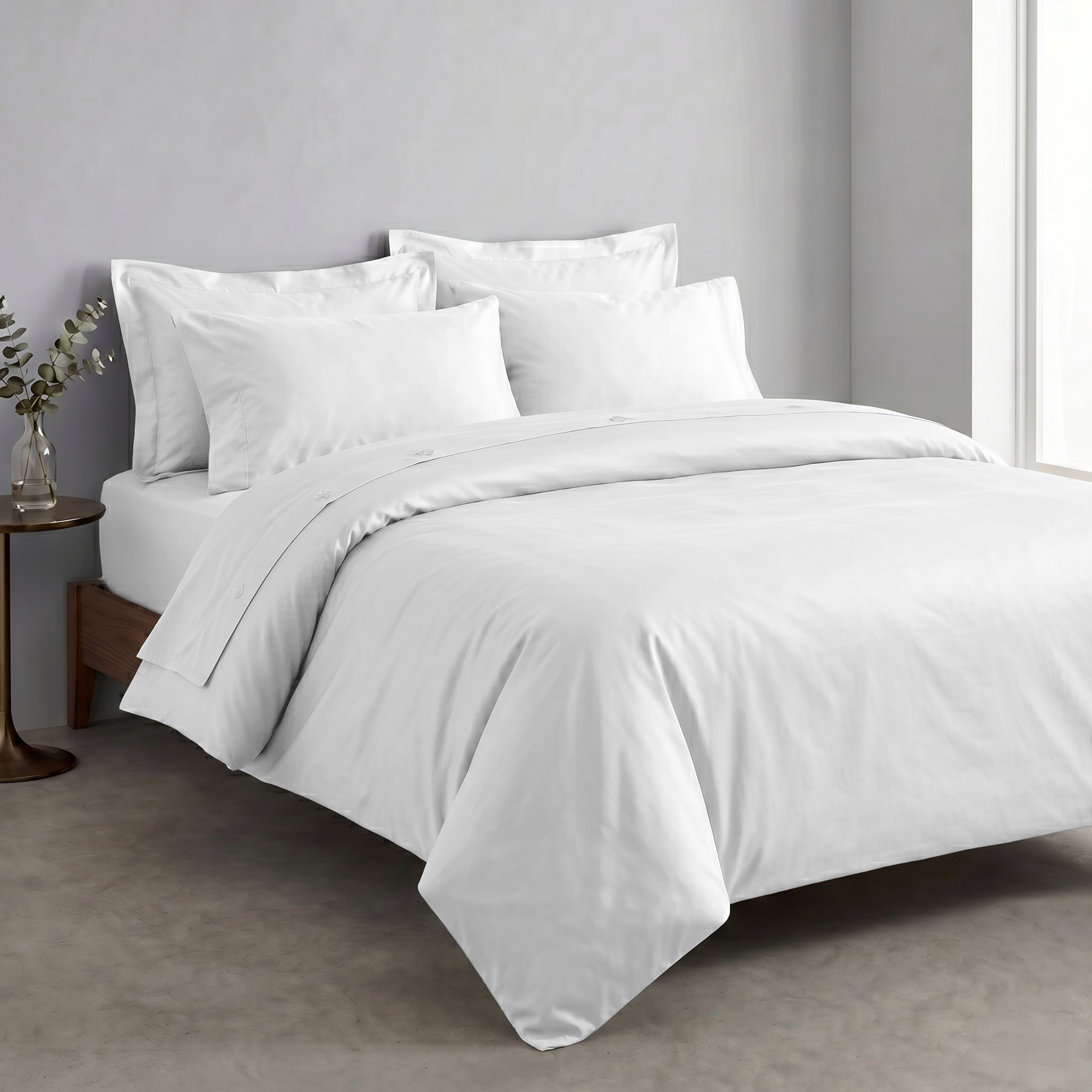 White Luxury Cotton Sateen Fitted Sheet