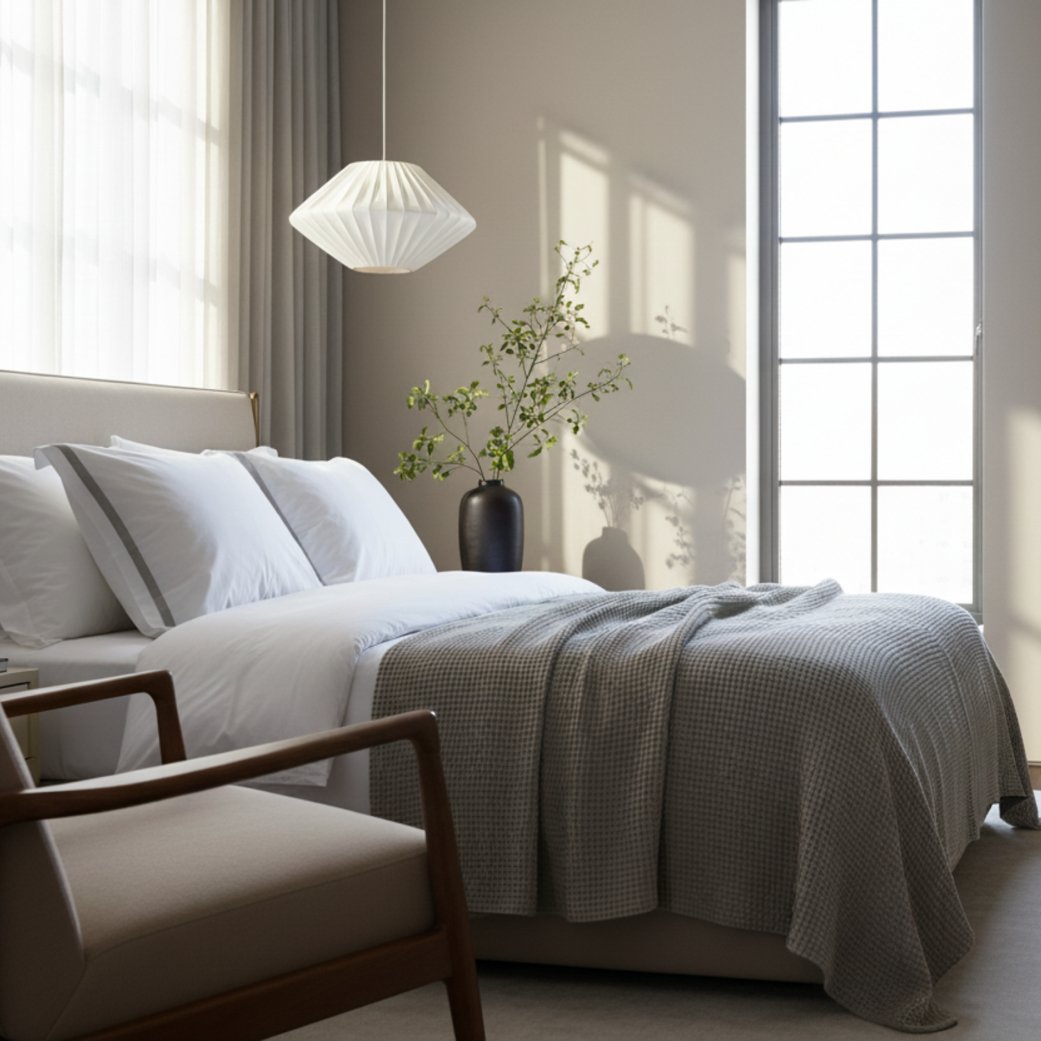 Light Grey Border Sateen Flat Sheet