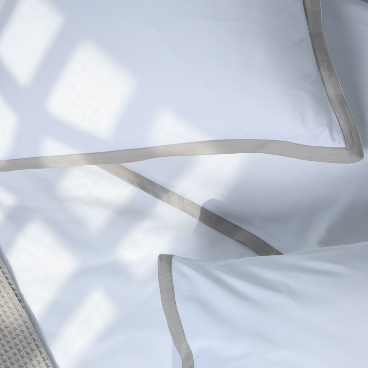 Sateen Oxford Pillowcases Light Grey Border