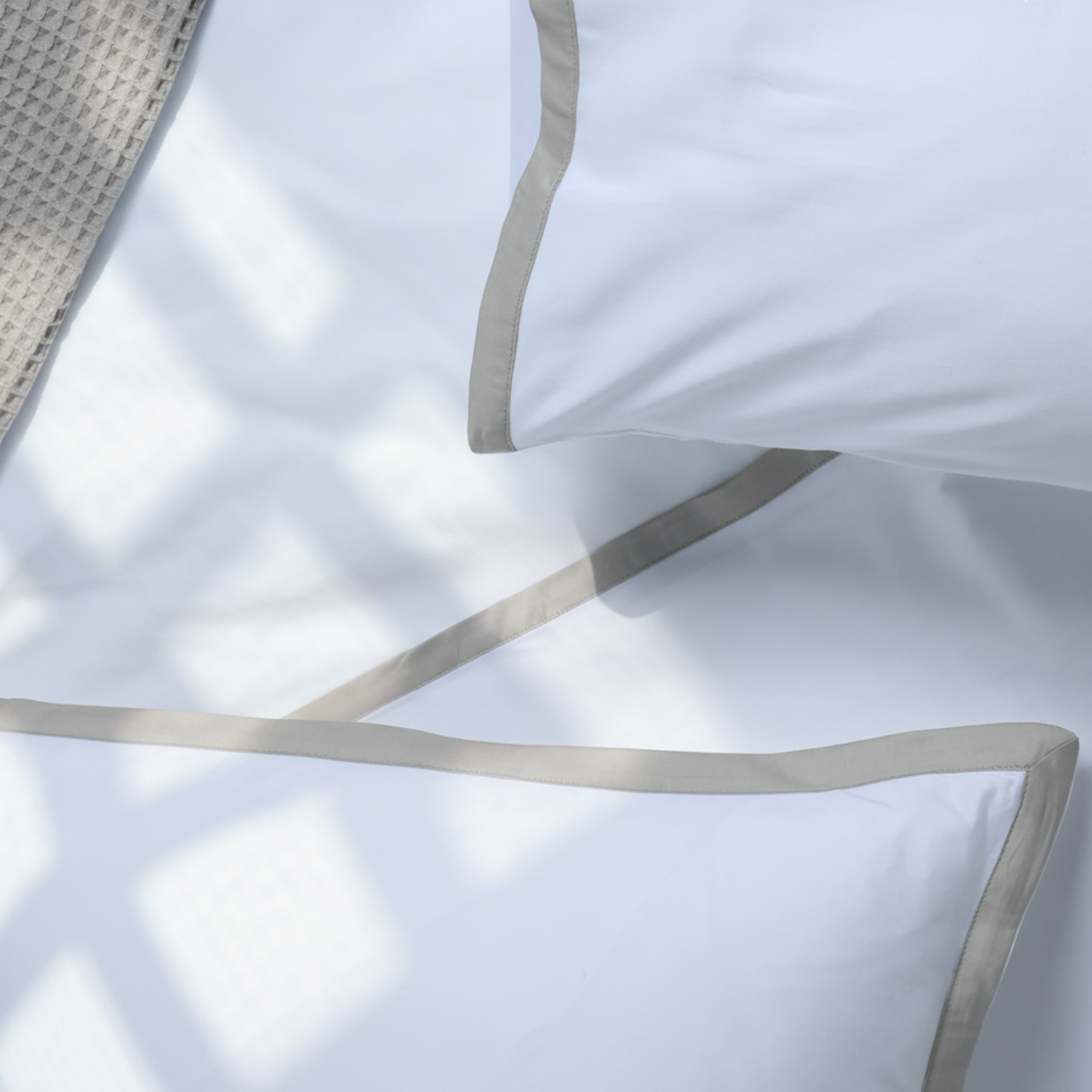 Light Grey Sateen Pillowcases Border