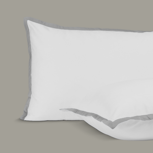 Light Grey Border Sateen Oxford Pillowcases