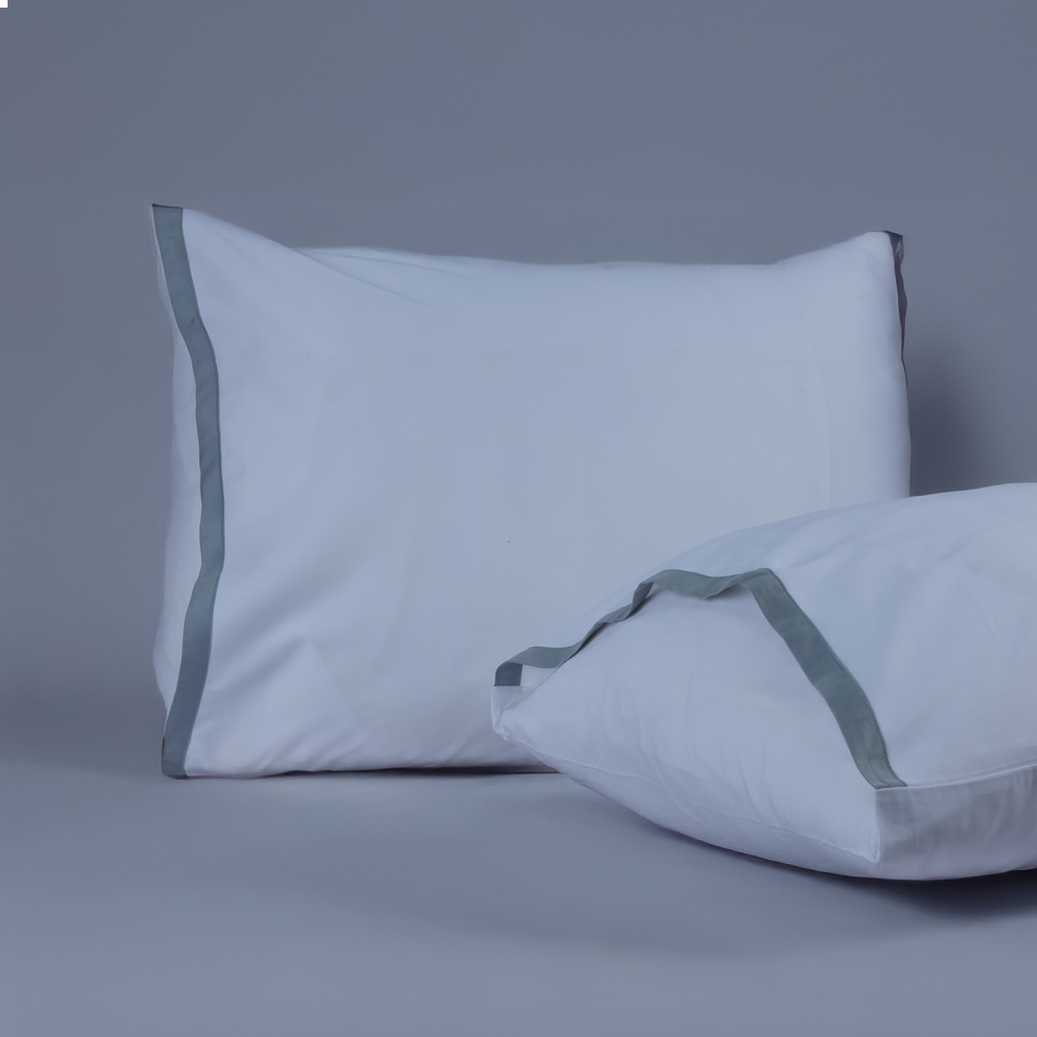 Light Blue Border Sateen Pillowcases