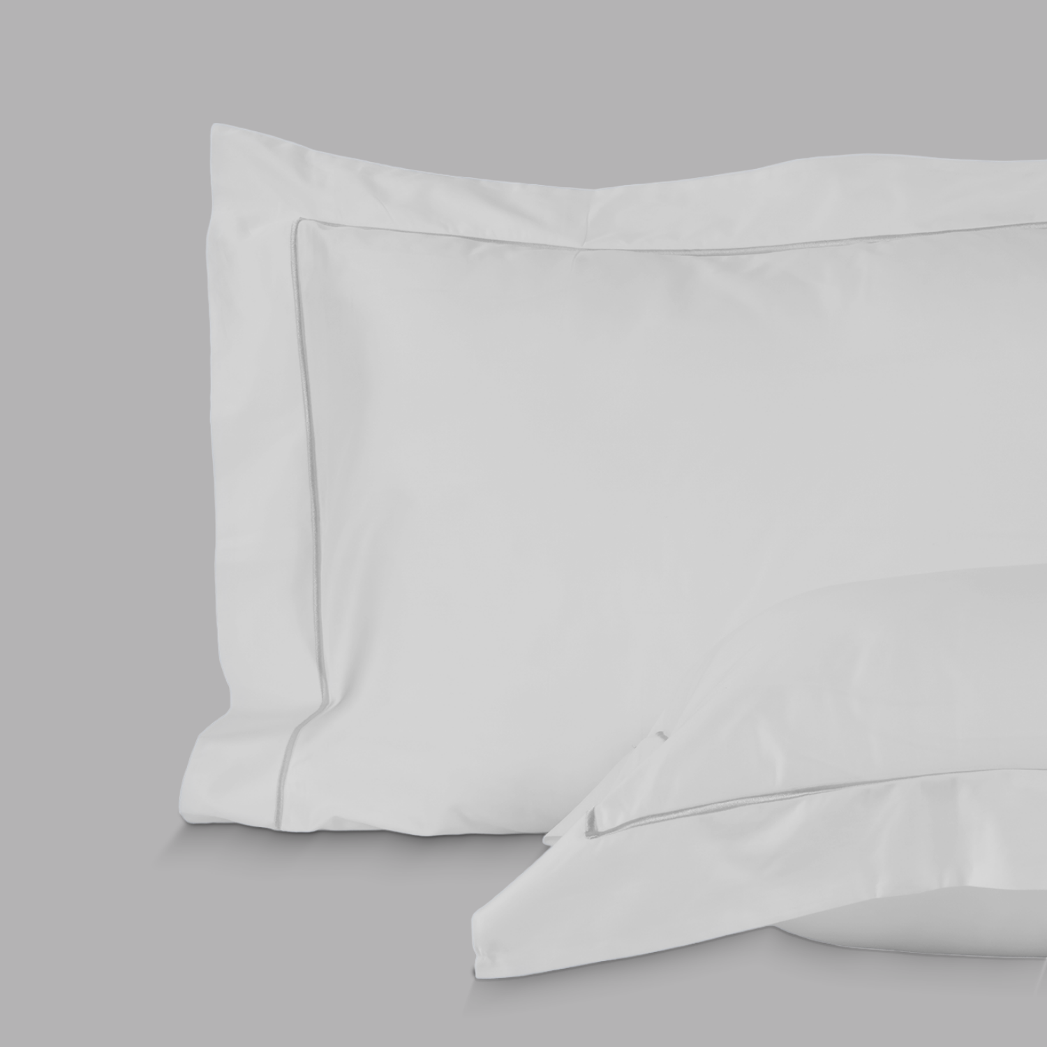 Light Grey Embroidered Sateen Oxford Pillowcases