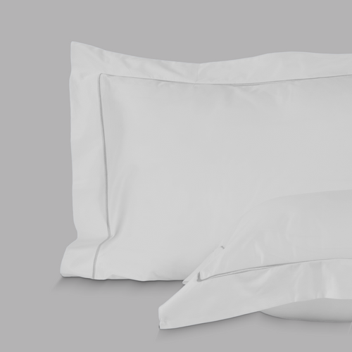 Light Grey Embroidered Sateen Oxford Pillowcases