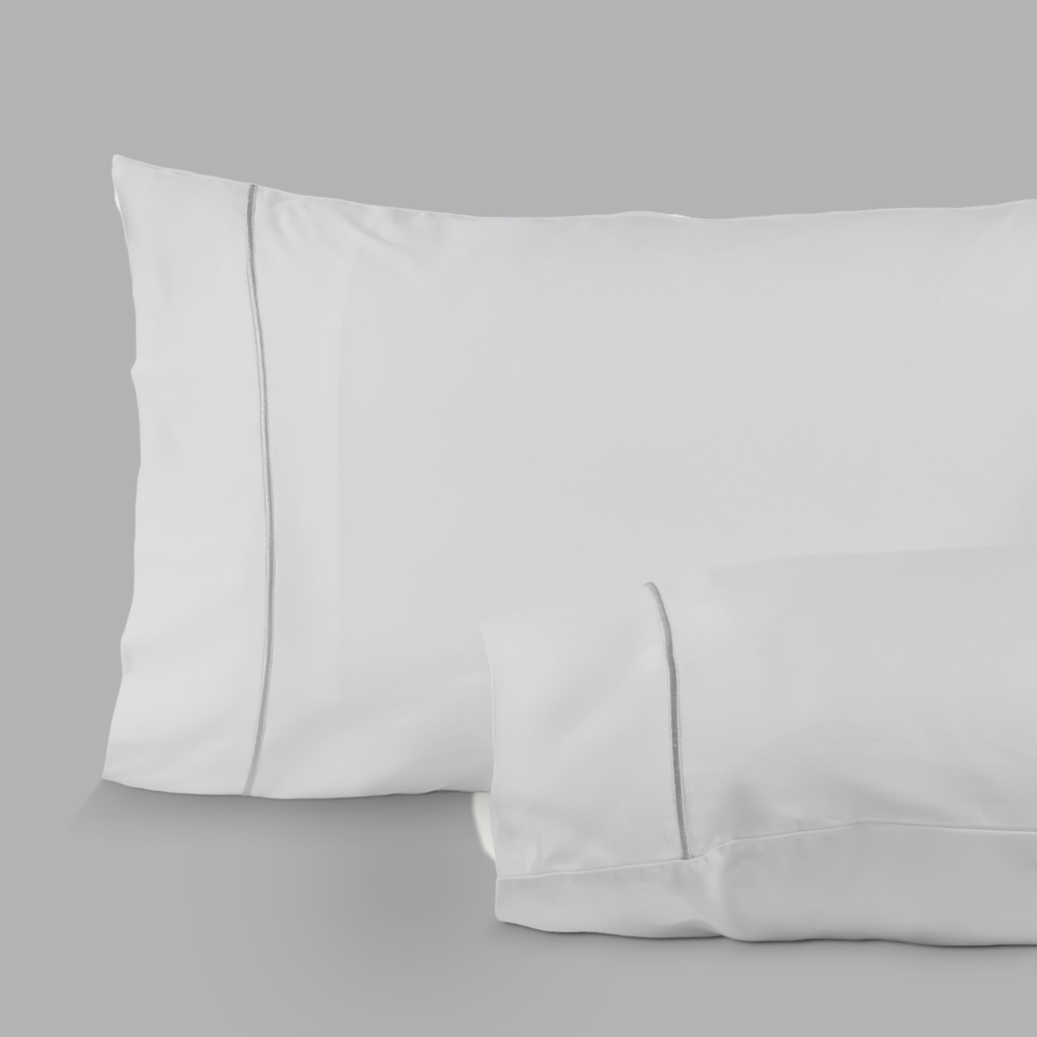 Light Grey Embroidered Sateen Pillowcases