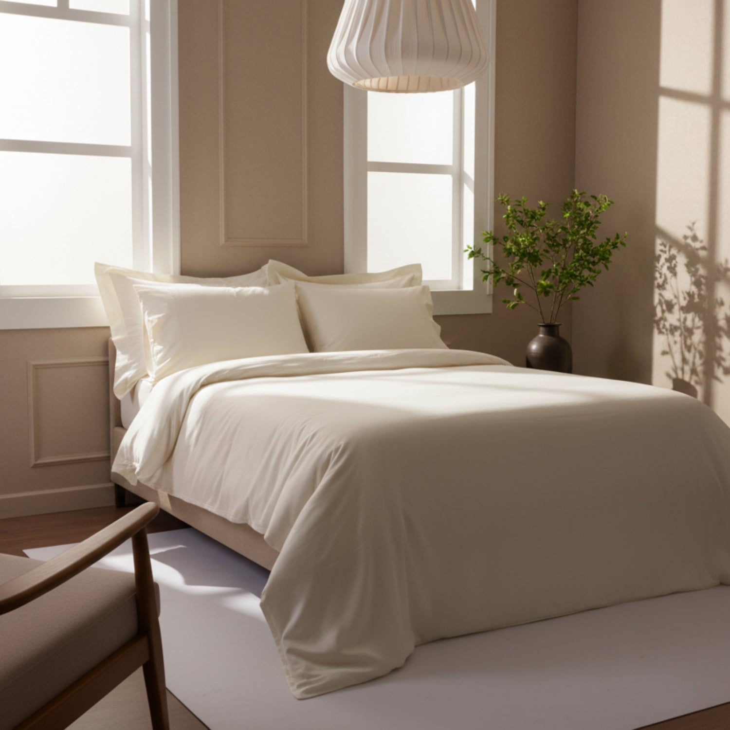 Ivory Luxury Cotton Sateen Duvet Cover
