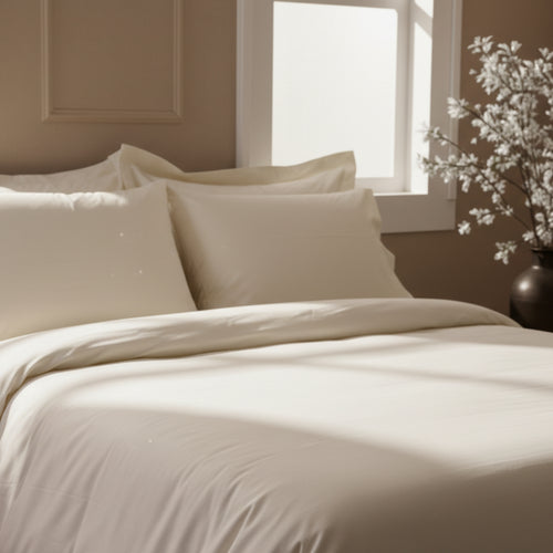 Ivory Luxury Cotton Sateen Oxford Pillowcases