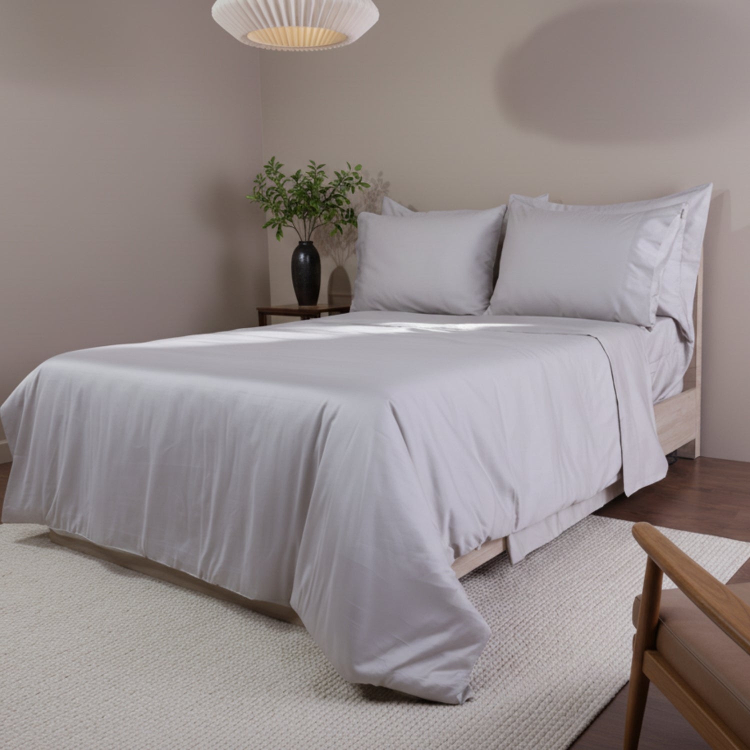 Light Grey Luxury Cotton Sateen Flat Sheet