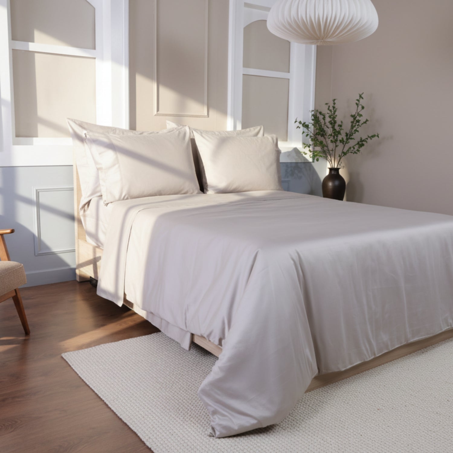 Light Grey Luxury Cotton Sateen Duvet Cover