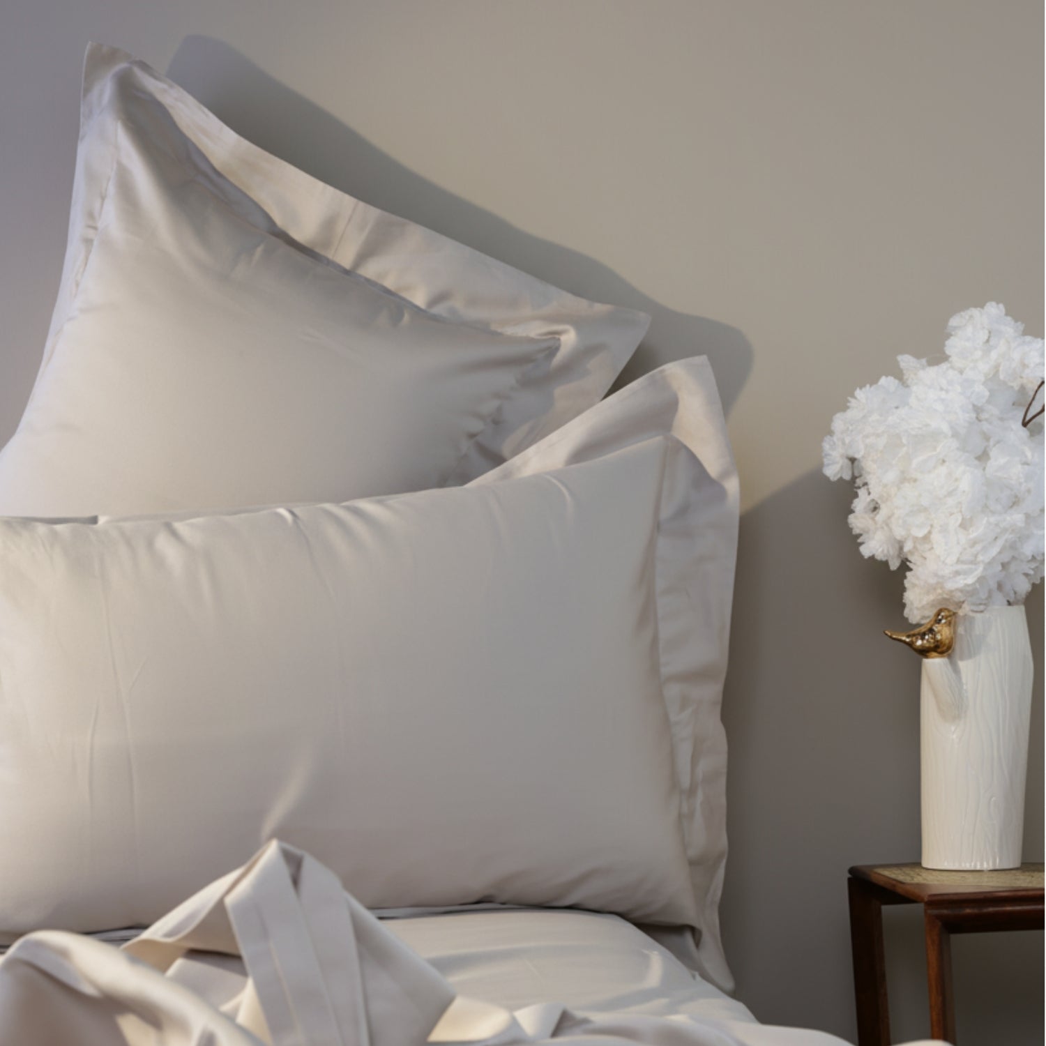 Light Grey Sateen Oxford Pillowcases