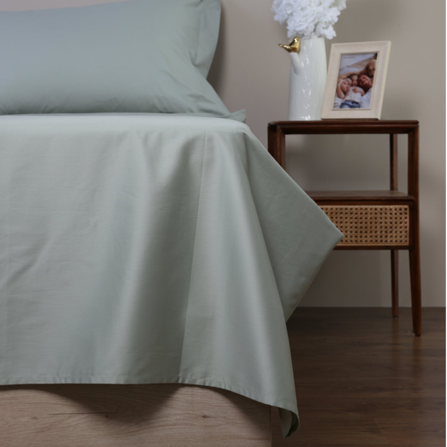 Sage Luxury Cotton Sateen Flat Sheet