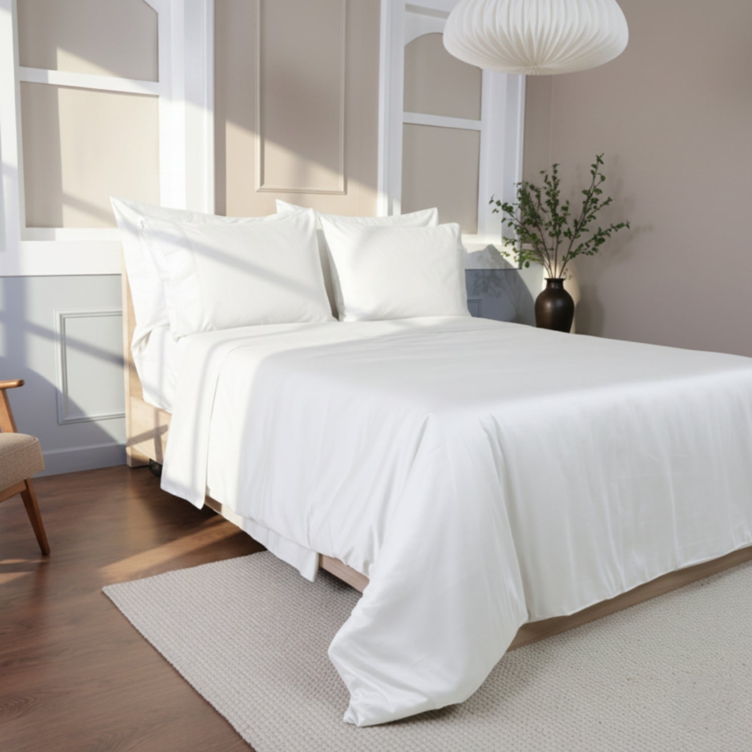 White Luxury Cotton Sateen Duvet Cover