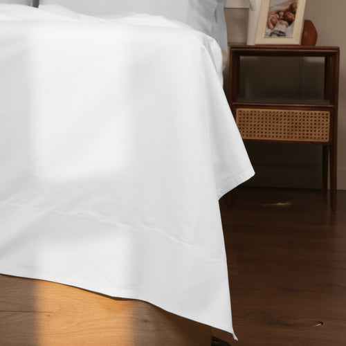 White Luxury Cotton Sateen Flat Sheet