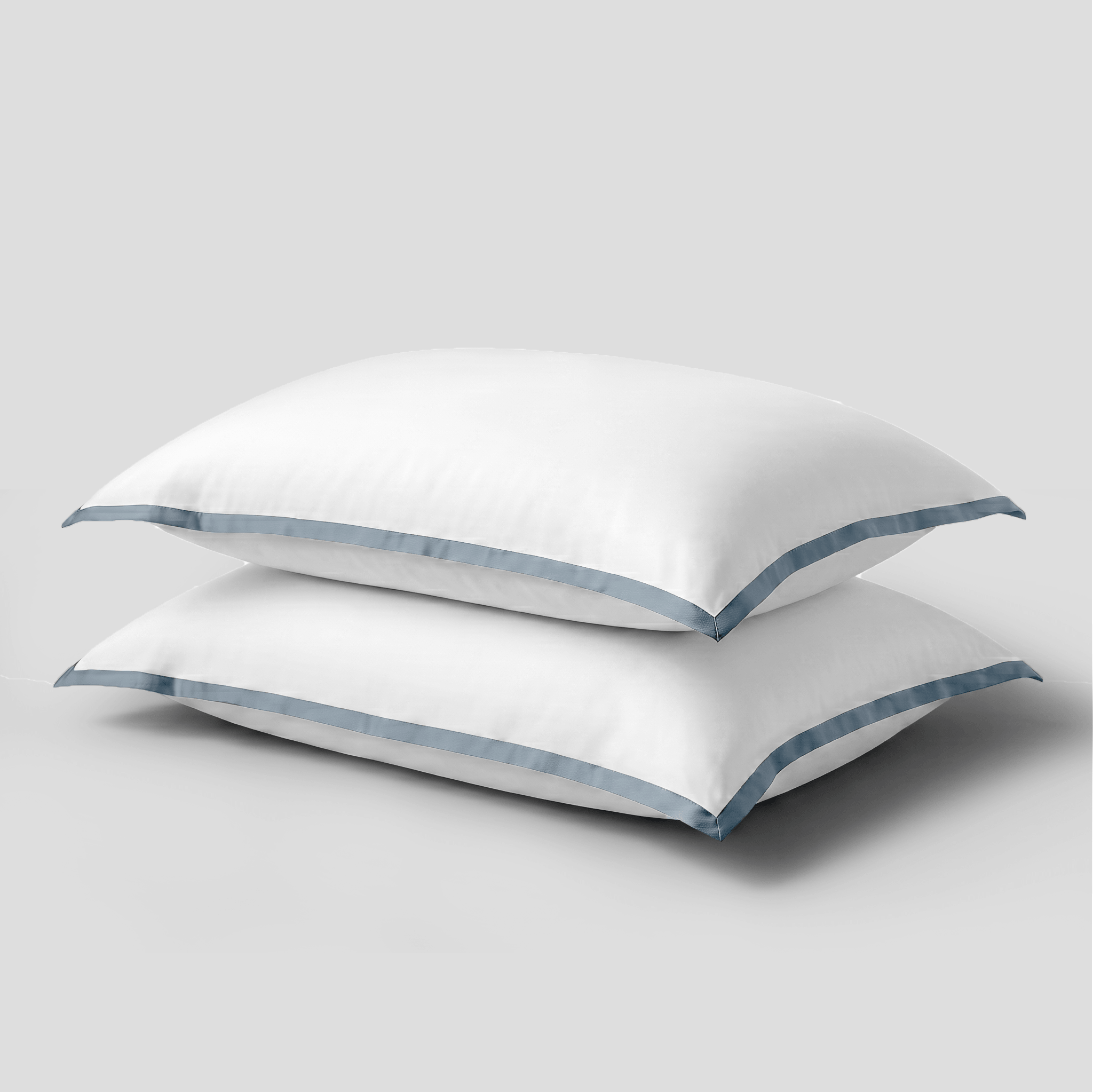 Light Blue Border Sateen Oxford Pillowcases