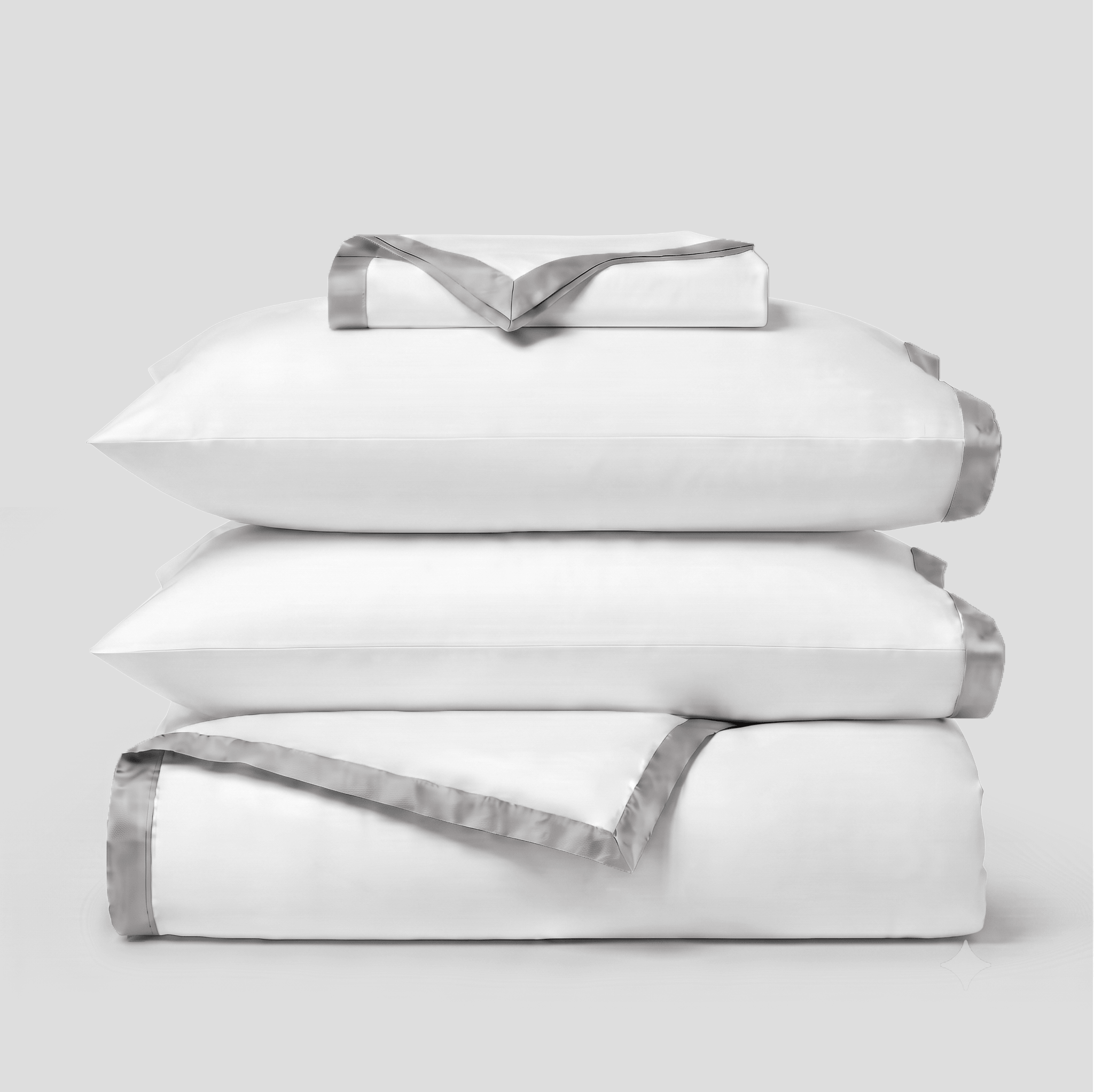 Light Grey Silky Soft Sateen Border Duvet Set