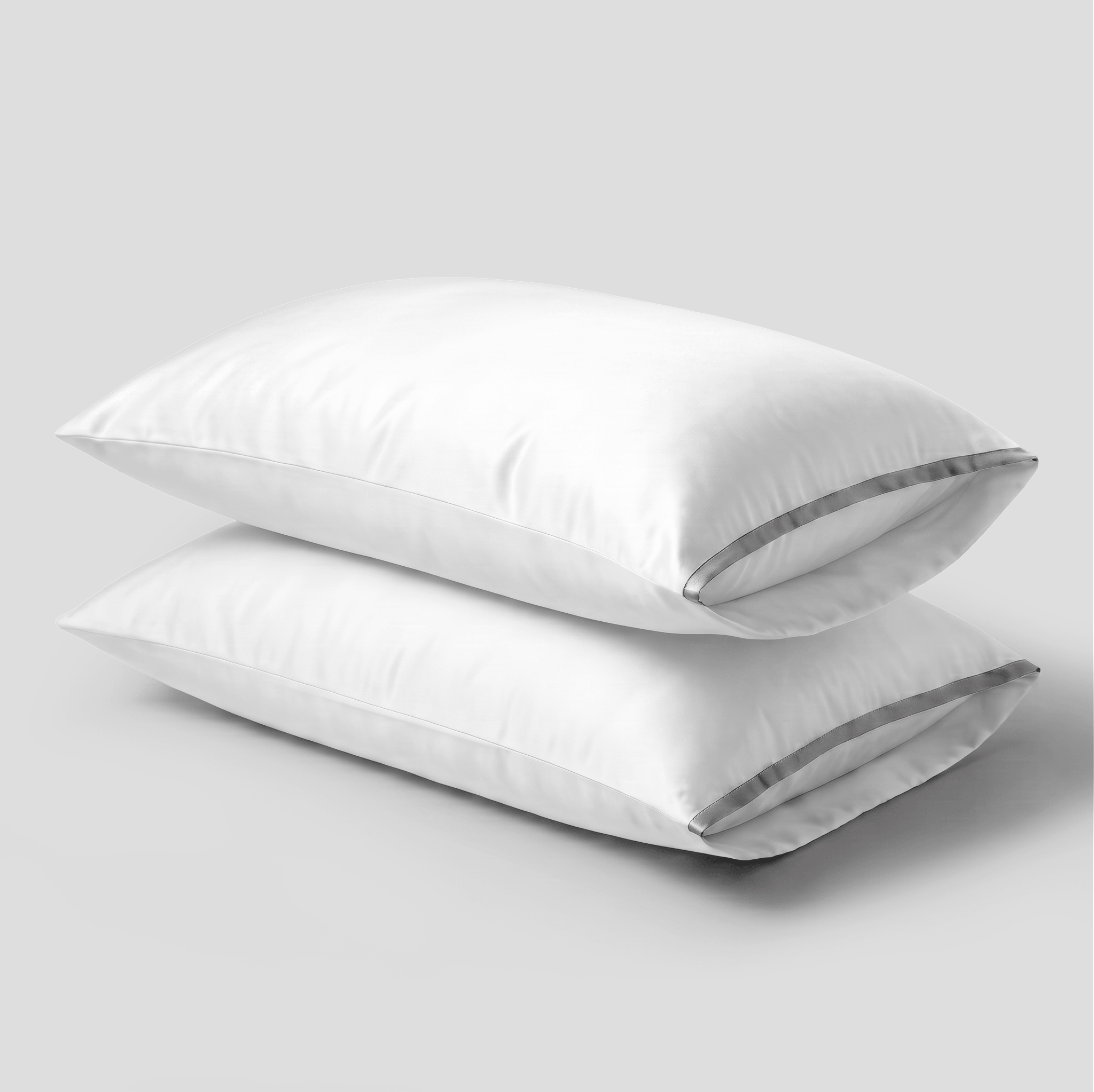 Light Grey Border Sateen Pillowcases