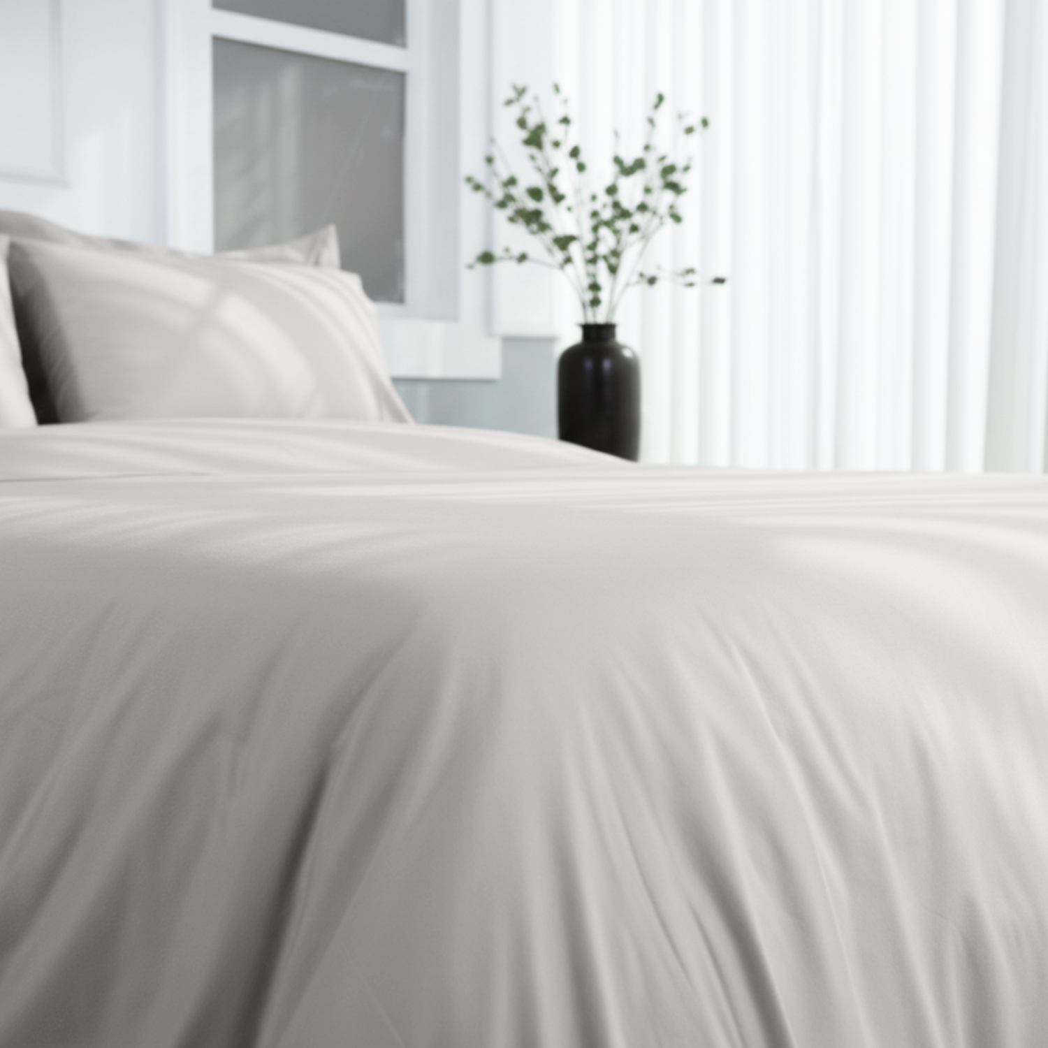 Light Grey Organic Cotton Percale Duvet Cover