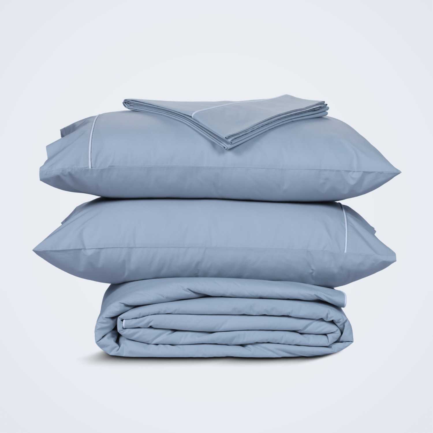 White Crisp Cool Percale Piped Duvet Set