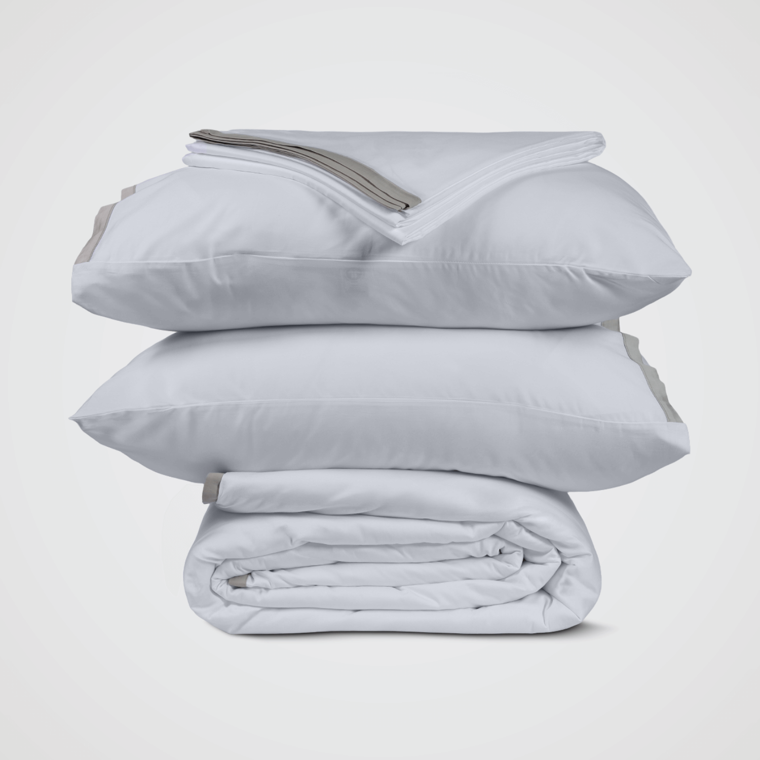 Light Grey Silky Soft Sateen Border Duvet Set