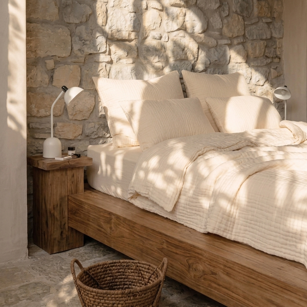 Soft & Breathable 4-Layered Organic Cotton Muslin Duvet Cover - Butter Bean