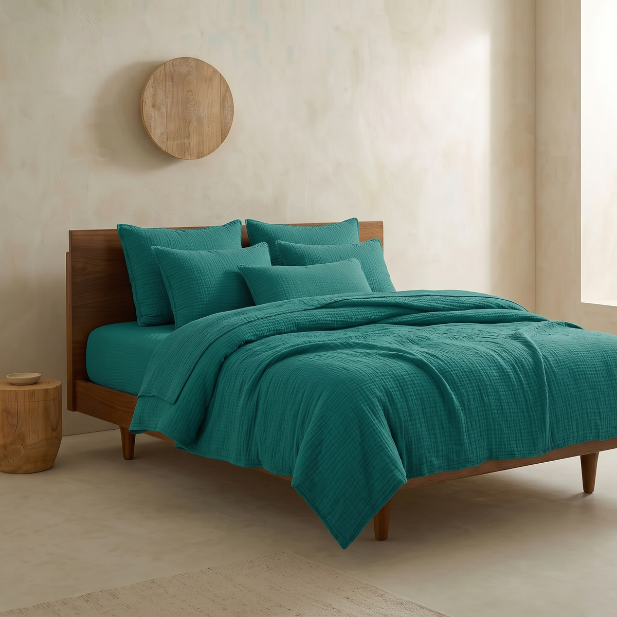 Soft & Breathable 4-Layered Organic Cotton Muslin Cover Set - Green Lake