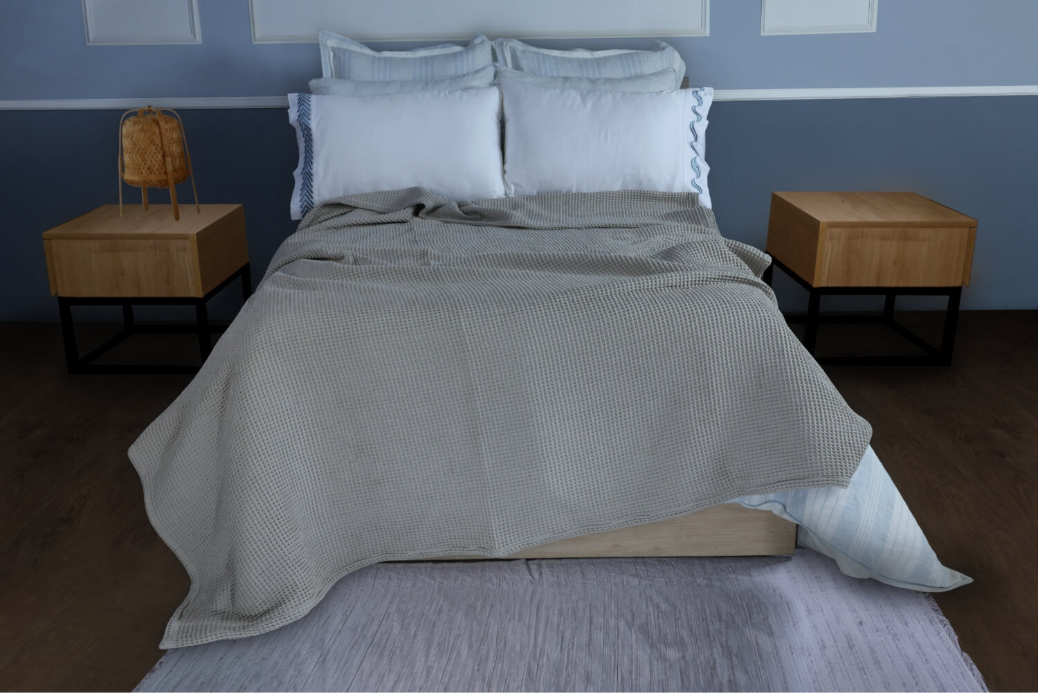 grey waffle blankets