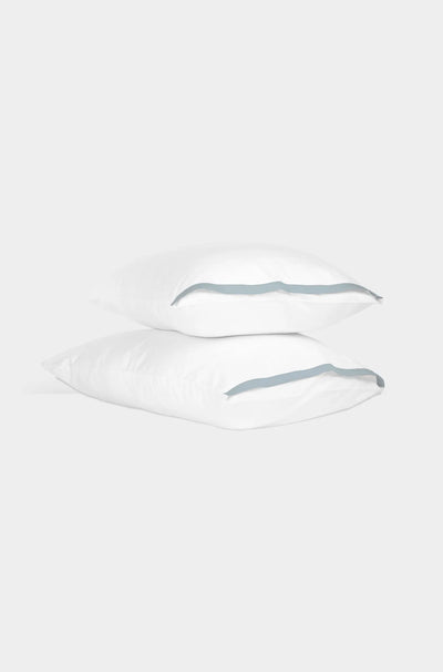 Light Blue Border Sateen Pillowcases