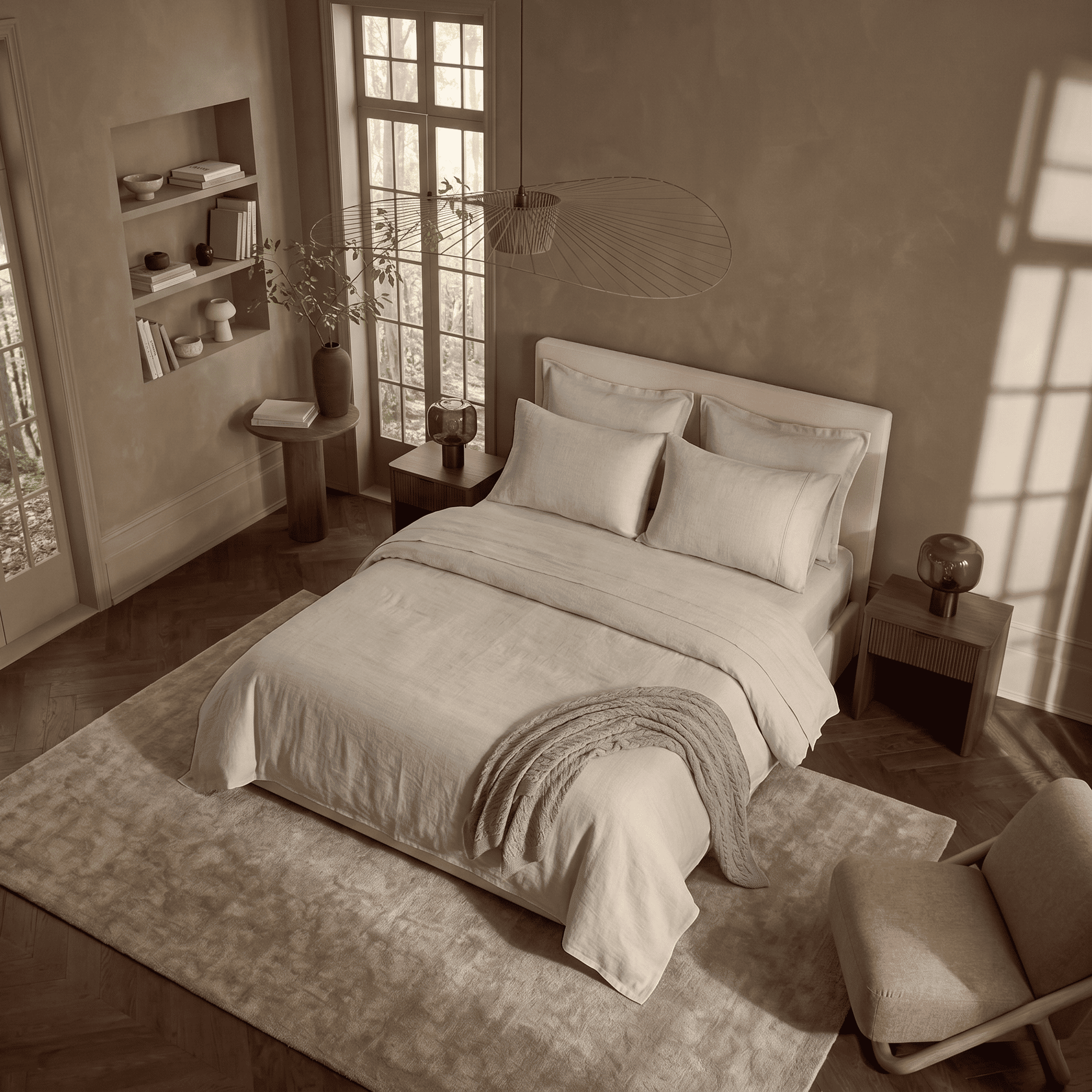 Sand European Linen Chambray Flat Sheet