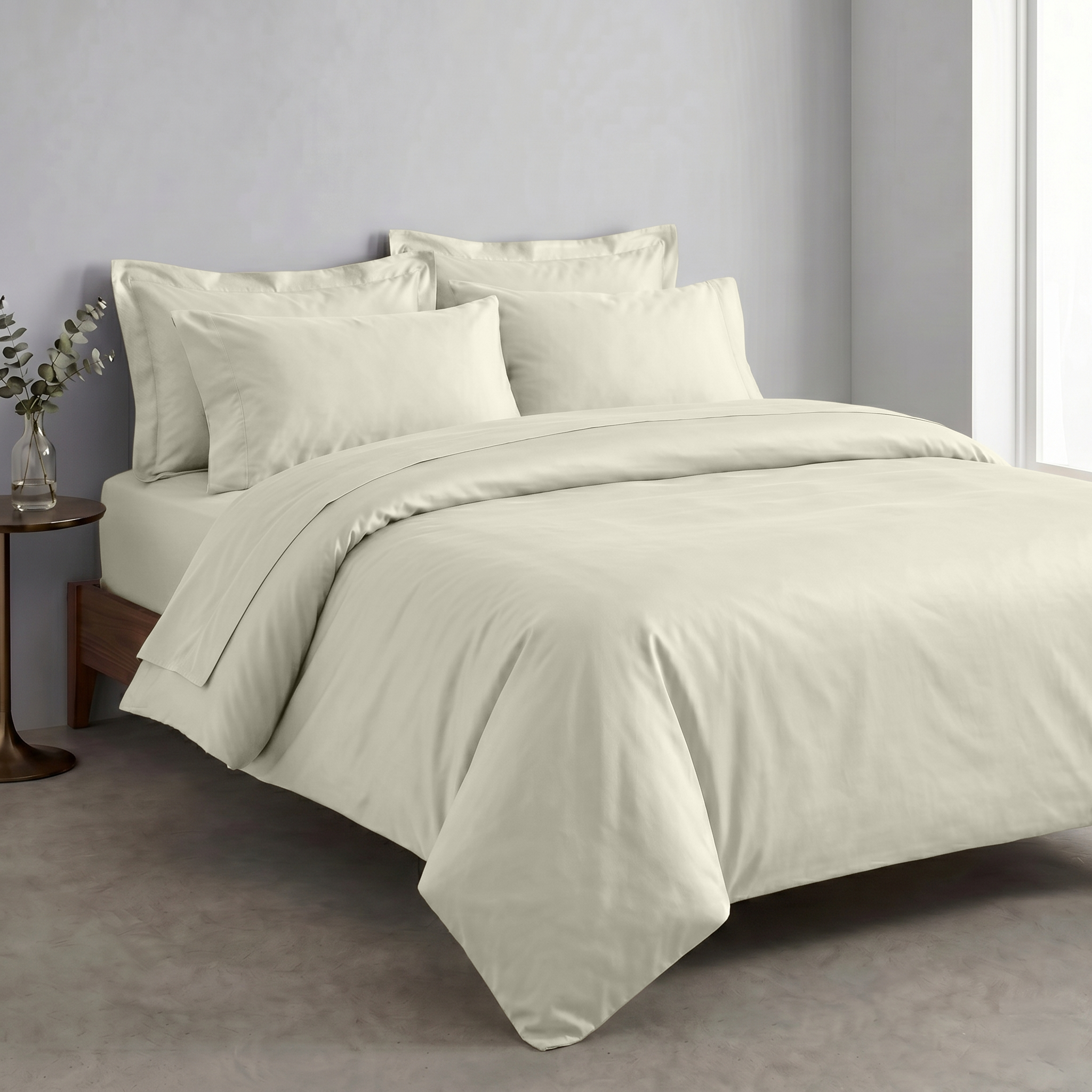 Ivory Luxury Cotton Sateen Duvet Cover