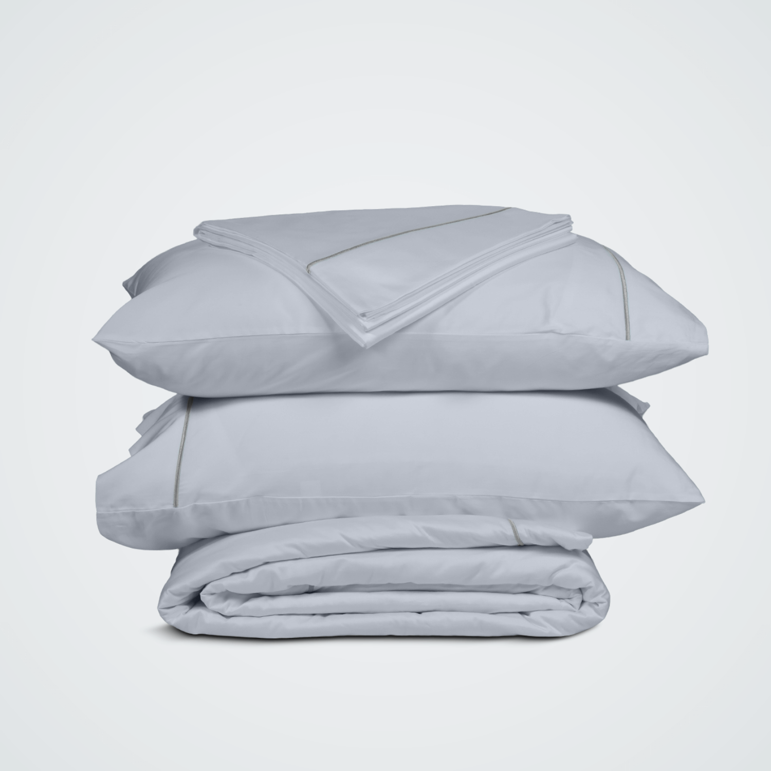 Light Grey Silky Soft Sateen Embroidered Duvet Set