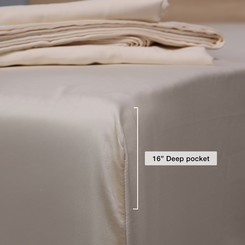 Ivory Luxury Cotton Sateen Fitted Sheet
