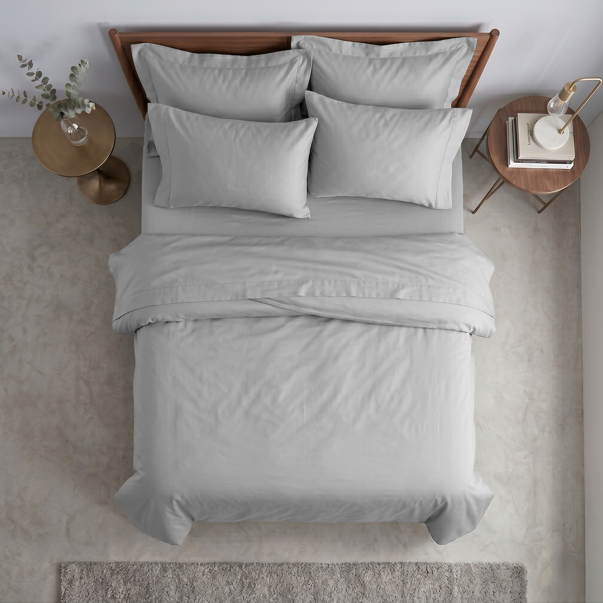 Light Grey Luxury Cotton Sateen Flat Sheet