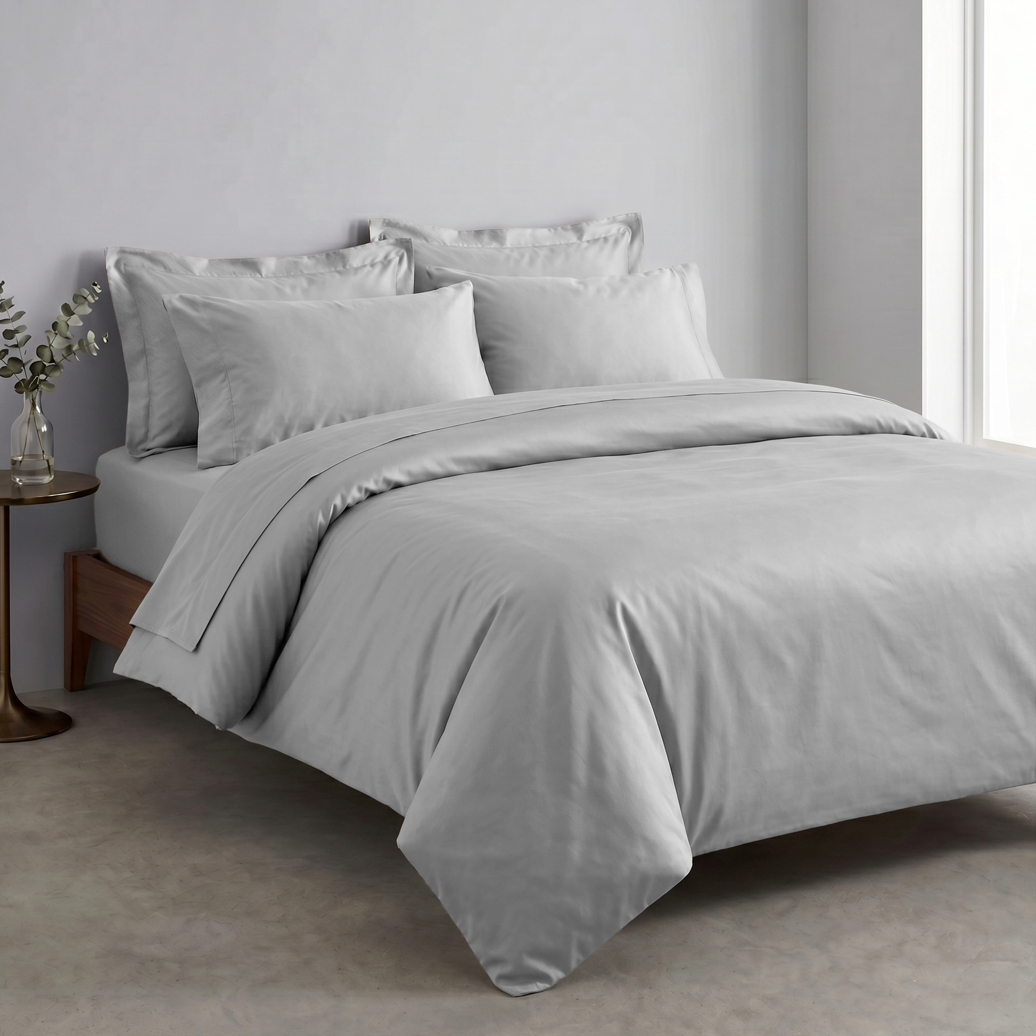 Light Grey Luxury Cotton Sateen Flat Sheet