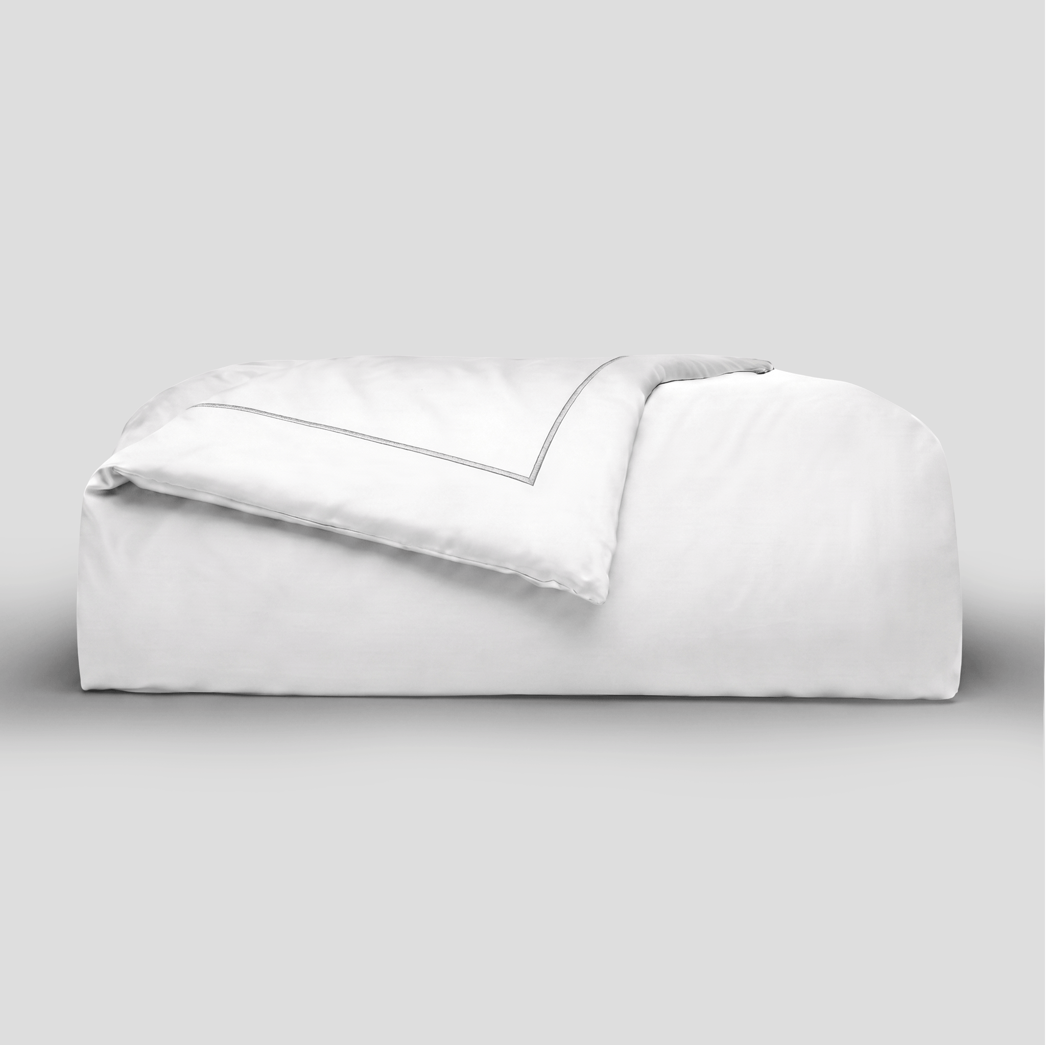 Light Grey Embroidered Sateen Duvet Cover