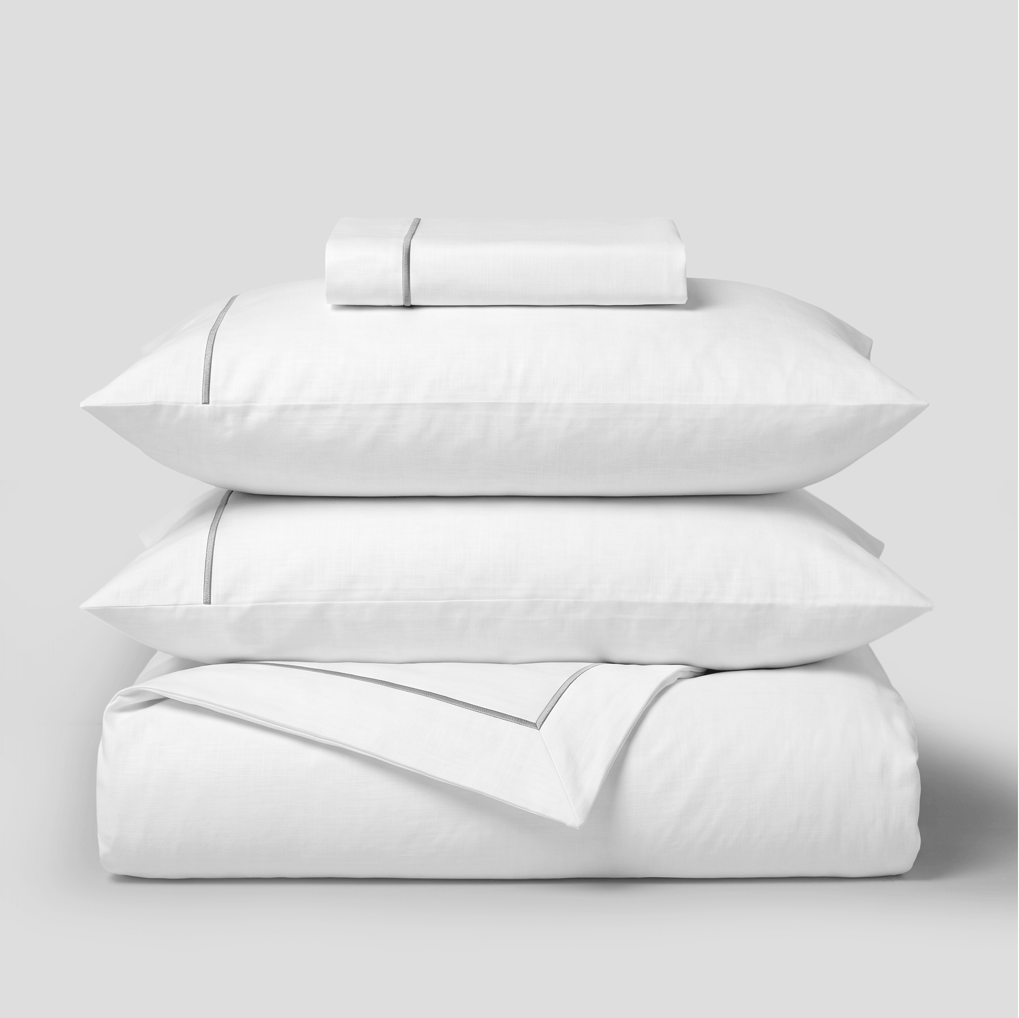 Light Grey Silky Soft Sateen Embroidered Duvet Set