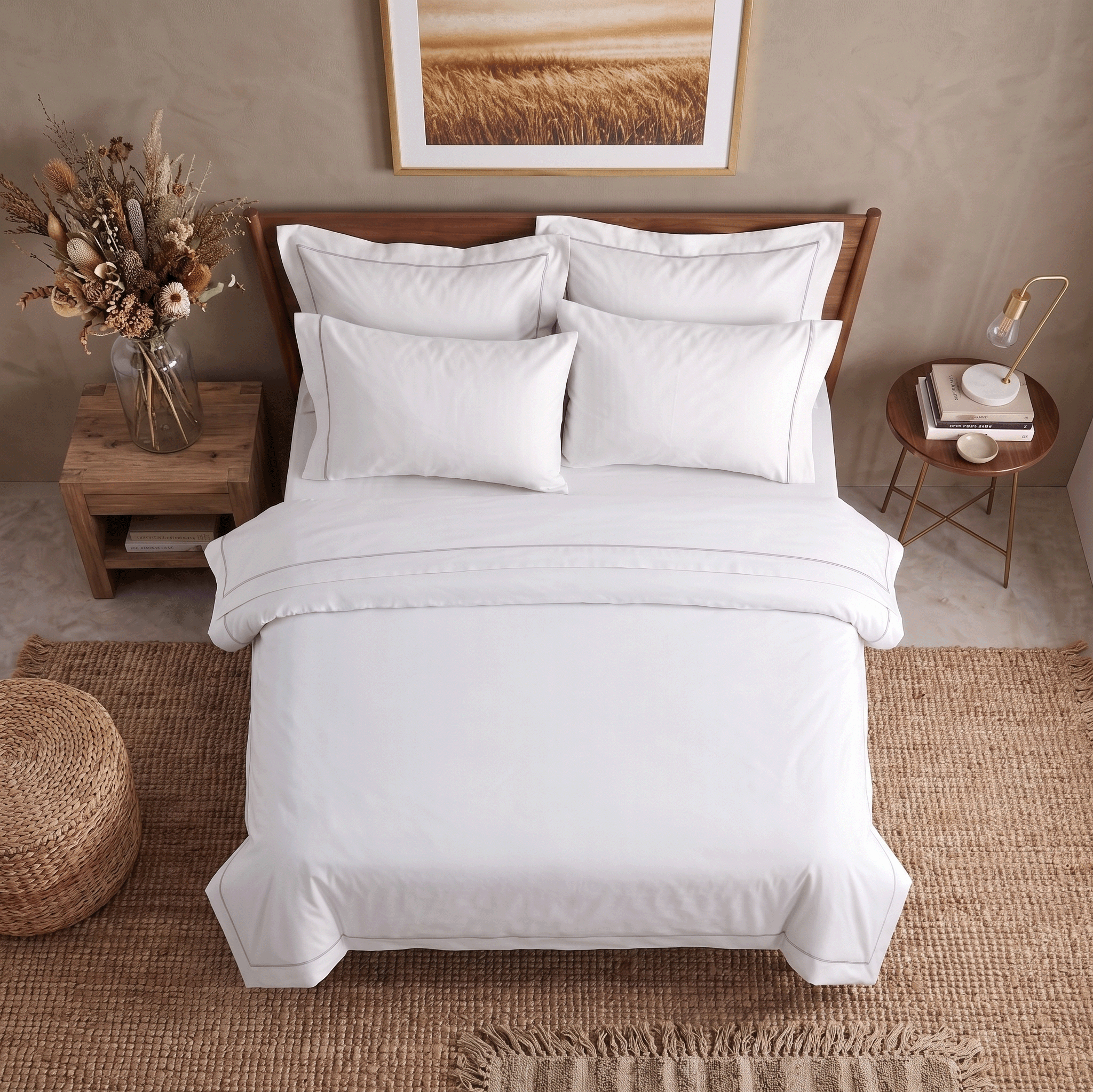 Light Grey Embroidered Sateen Pillowcases